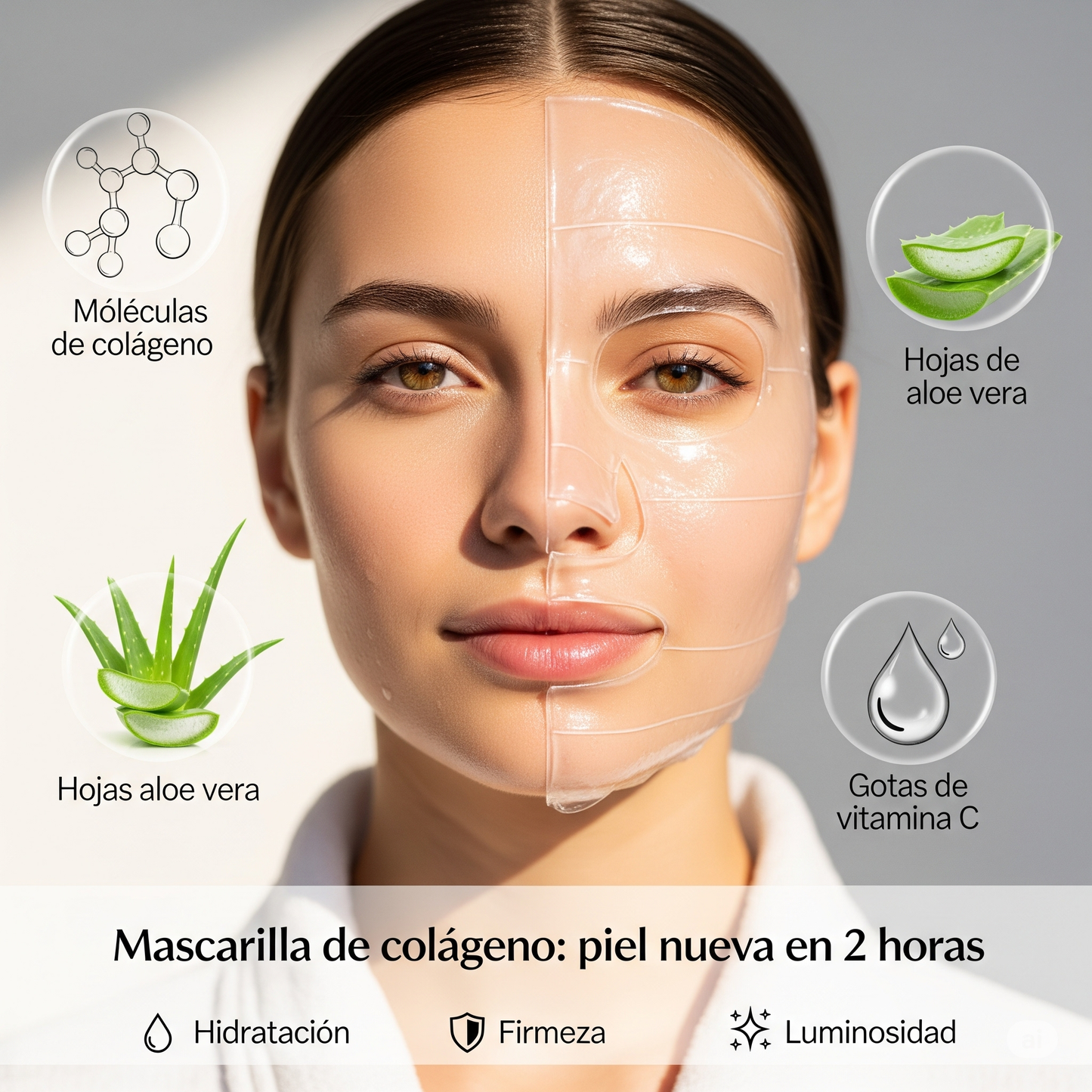 Mascarilla de Colágeno para tener una piel radiante en una aplicación